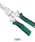 Heavy Duty Foldable Digital Display Wire Stripper With High Carbon Steel Build. Compact electrical pliers with ergonomic grips.