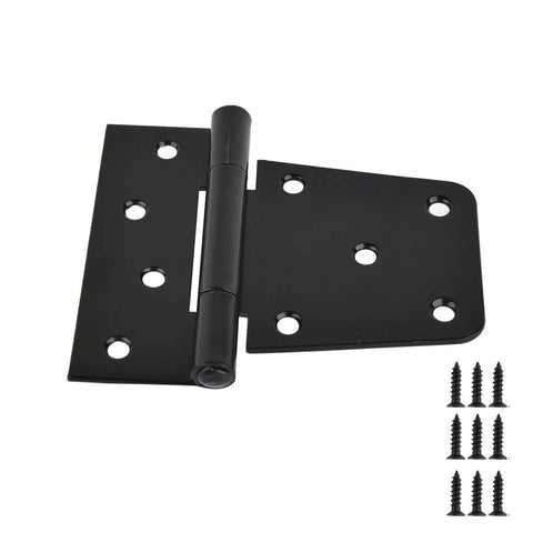 Heavy Duty Black Gate Hinges 3.5 Inch With Screws Pack Of 6 For Wood Fences Barn Doors Outdoor, showing hinge and screws