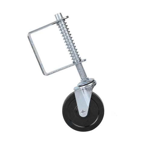 Heavy Duty Spring Loaded Gate Caster With Butter Smooth 360 Swivel Fence Hubs And Shock Resistant Treads for outdoor gates.