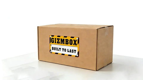 Premium ESD Safe Leveling Casters With 2.5 Inch Swivel Wheels packaging box marked 'GIZMBOX BUILT TO LAST'.