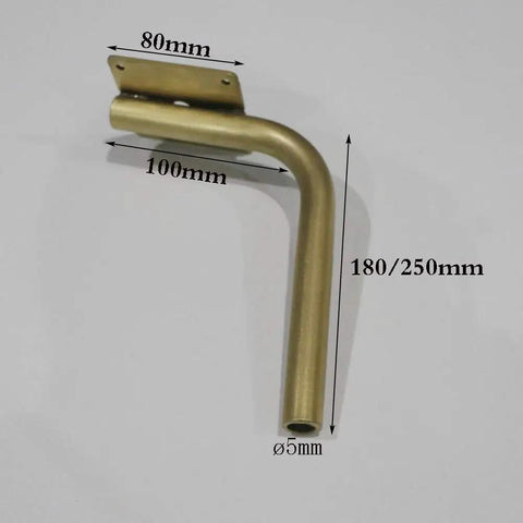 Golden brushed stainless steel L shaped table leg measuring 180/250mm height for furniture support, part of Step Up Your Space Game With Beefy Stainless Steel L Shaped Table Legs, Gold Brushed Heavy Duty Sofa Risers, Rust Resistant Lift Foot Accessories, Tough Support For Tv Stand, Pack Of 4.