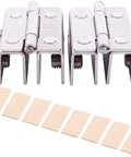 Top Shelf Adjustable Double Clamp Hinges For Frameless Shower Glass Doors Heavy Duty Stainless Steel Silver Finish with glass mounts.
