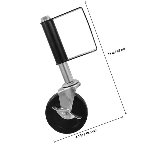 Smooth Operator Premium Silent Gate Caster Wheel With Adjustable Height And Built In Shock Absorbing Core For Zero Fuss Fence Gate Operation And Floor Friendly Rolling Action, showcasing dimensions and design.