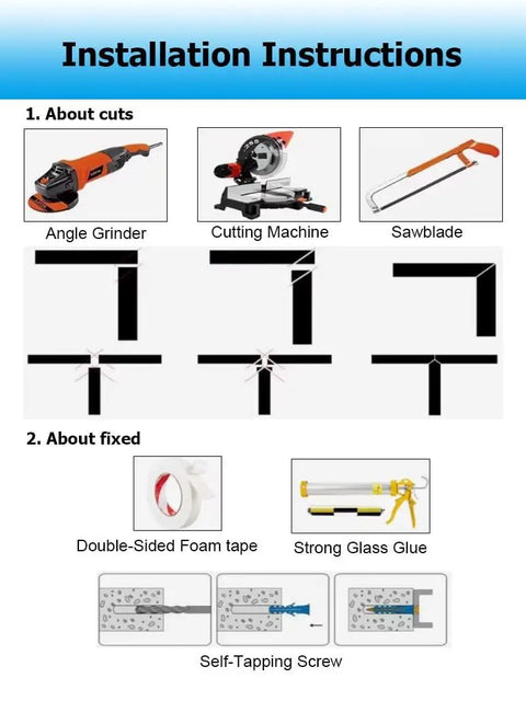 Installation instructions for Three Point Three Foot Stainless Steel Cable Raceway For Home Office Cord Concealer showing tools and materials.
