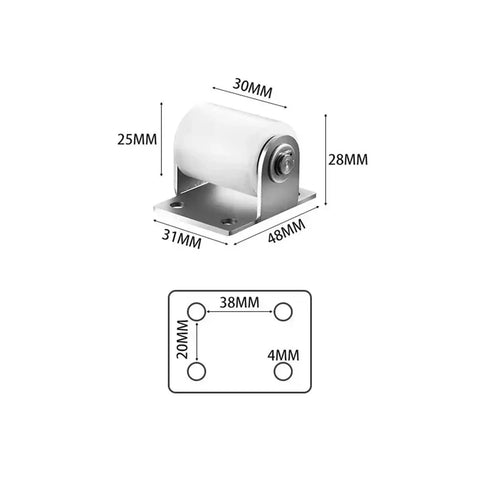 Premium Heavy Duty Sliding Door Rollers With Reinforced Nylon Bearing Pulley And Rustproof Stainless Steel Bracket dimensions and detail.