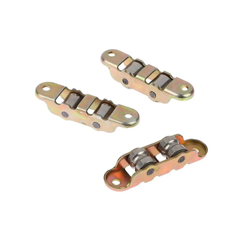 Workhorse Double Wheel Sliding Door Roller No Sweat Replacement With Slick Motion 80 Type Metal Track Hardware with three metal rollers.