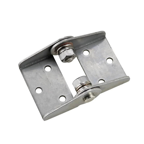 Stainless steel adjustable torque hinge with damping axis; two mounting plates, bolts and nuts visible (1 piece)