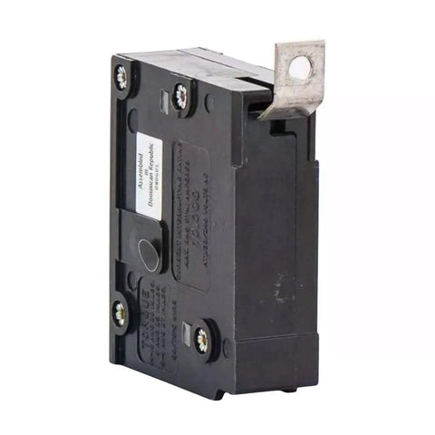 Straight Up Reliable Single Pole Circuit Breaker Swap For House Panels Quick Bolt On Install 20 Amp Protection side view of circuit breaker.