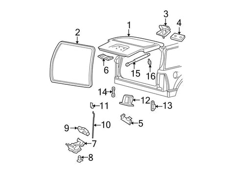 Heavy Duty Rear Liftgate Gas Strut Pairs Smooth As Butter Swing Motion Drop Straight In Replacement Fits 2006 Through 2010 Models diagram with labeled parts.