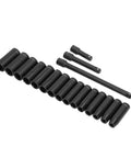 Premium Drive Impact Socket Set Ranging From 10 To 24mm Heavy Duty Cr V Chrome Steel Deep Hex Kit For Serious Automotive Repair And Machine Maintenance Jobs That Need Real Grit And Reliability, 10-24mm sockets with extensions