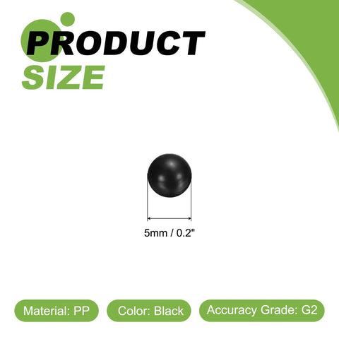200 Pcs Polypropylene Plastic Bearing Balls 5Mm Solid Mini Spheres G2 Precision Low Friction Gear Replacement Hardware For Mechanical Builds Hella Badass And Smooth, 5mm black sphere.