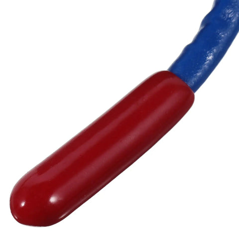 Close-up of red and blue handle of Top Shelf Automatic Aerosol Fire Extinguisher For Car Engine Garage and Apartment.