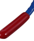 Heavy Duty Mini Aerosol Fire Extinguisher With Self Activating Emergency Spray for Cars and Trucks handle detail, red with blue accents.