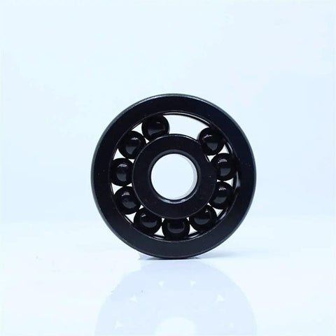 Badass Heavy Duty TB6307 Ball Bearings 35X80X21mm 2 Piece Set Built Damn Tough For Extreme 500 Celsius Heat Engines Premium Industrial Grade Rock Solid Smooth Rolling Action, showing one black bearing with inner hole.