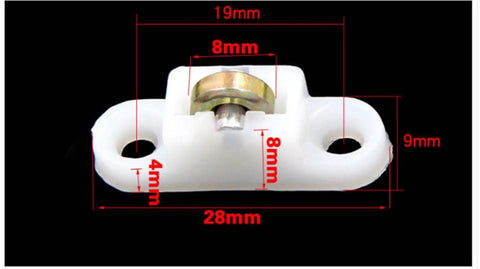 Premium Sliding Door Pulleys Buttery Smooth Glide Rollers Heavy Duty Bearing Track For Vinyl And Plastic Steel Windows No Sweat Installation Top Rated Set, detailed view of pulley measurement, white plastic material.