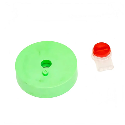 EC5414E ECM Refrigeration Blower Motor Compatible With Rescue 4-25 Watt 115-230V 1550-1650 RPM 3.3 In Case Green plastic mounting base and small red cap.