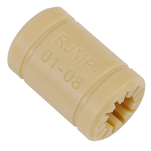 Rock Solid Polymer Linear Motion Bearings For 3D Printers Vibration Damping Slide Block close-up, 8mm shaft compatible, durable material.