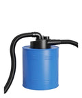 2.5 Inch Woodworking Cyclone Dust Collector With Straight Up Heavy Duty Build And Knockout Turbo Suction Plus Double Filter System DIY Industrial Separator For Rock Solid Shop Maintenance, blue cyclone separator and hose.