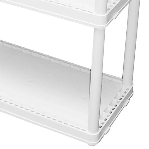 No Sweat 3 Tier Storage Shelving Units In Fresh White, 2 Pack Of Interconnectible Closet Organizers with 3 shelves.