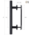 Heavy Duty 20x84 Inch Unfinished Solid Wood Barn Door With 5 Foot Sliding Hardware Kit Plus Pre Cut Pre Drilled Spruce Panels, black handle with dimensions.