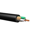 Close-up of 100 Foot 10 AWG 3 Conductor SOOW Power Cord Built Tough Flexible Outdoor Cable Pro Grade Workhorse For Hardworking Crews And Weekend Warriors Rated 600 Volt Black showing inner wiring.