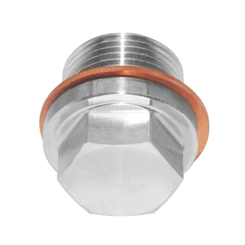 Stainless Steel Half Inch NPS Male Thread Pipe Plug With CNC Hex Head Built Tough For Corrosion Resistance, side view close-up.