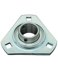Straight Shooter Triangle Flange Three Bolt Bearing featuring a 1 3/8 inch bore with chrome coated steel and secure mounting.