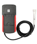 Highly Rated Handheld Digital Vibrometer Vibration Analyzer For Straight Shooter Machine Diagnostic Tuning and solid acceleration velocity displacement tracking, showing device front view with cable.