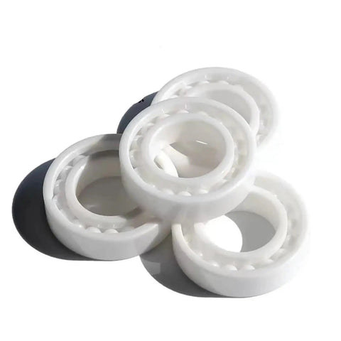 High Performance Hybrid Ceramic Bearings Double Sealed For Skateboards And Bikes, size 6201, white ceramic with smooth contours.