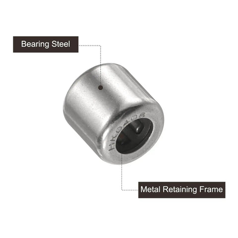 Hella Durable One Way Needle Roller Bearings 10 Pack HK0408 4X8X8MM showing metal retaining frame and bearing steel construction.