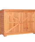 Outdoor Wooden Storage Shed With Extra Large Capacity Garden Tool Cabinet Weather Resistant Patio Organizer