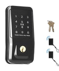 Sleek Matte Black Keyless Entry Door Lock With IC Card Reader And Touchpad Keypad, electronic deadbolt with keys.