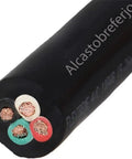 Close-up of 10 4 SOOW Portable Cord 10 Foot 4 Wire Heavy Duty Bulk Cable with copper strands, waterproof rubber jacket.