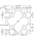 24 Inch 2X2 T Slotted Aluminum Extrusion Rail With Clear Anodized Finish Heavy Duty Modular Profile cross-section diagram