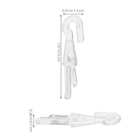 Rock Solid 12 Piece Blind Wand Replacement Hooks Built With Heavy Duty Alloy for smooth tilt action, clear clips detailed side view.