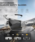 Hella Durable Photochromic Polarized Safety Glasses With Tough As Nails Impact Resistant Polycarbonate Lenses and Protective Side Shields for Beast Mode Outdoor Activities on a scenic mountain road.