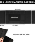Top view of Modular Magnetic Barber Mat Set with Five Strong Magnets, extra large, non-slip rubber, for clippers and tools.