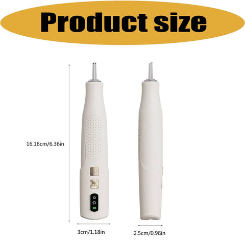 Badass Cordless Electric Pickup Pen With Reliable Vacuum Grip To Snag Loose Bits Zero Sweat For Desk Projects Plus Bright Light And Smooth Angled Tip For Crisp Workflows size reference image showing dimensions of 16.16cm by 3cm.