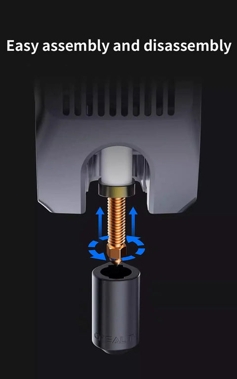 Rock Solid 0.6mm Silicon Carbide Quick Swap Nozzle with easy assembly feature for Bad Boy High Flow 3D Printer.