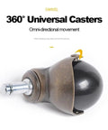 Heavy Duty Antique Ball Casters Deliver Hella Smooth Swivel Operation With Classic Brass Look built from steel with black ball for easy glide.