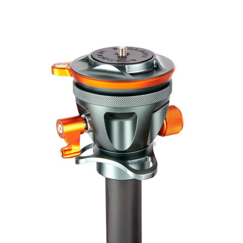 Precision Camera Leveling Base Featuring Smooth Rotating Bubble Level With One Quarter Twenty Screw Thread And Slide Sleeve Adapter Delivering Rock Solid Stability In A Dope Metallic Slate Gray Build For Straight Shots, close-up angle showing the level and mount.