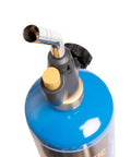 Top view of Trigger Start Propane Torch for Home Projects with webbed flame nozzle and ignition button, attached to 14.1 oz cylinder.