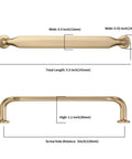 Super Sleek Brushed Brass Kitchen Cabinet Handles 10 Pack 5 Inch Metal Cupboard Pulls With Heavy Duty Screws, dimensions shown