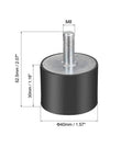 Top Shelf Rubber Vibration Mounts Keep Your Gear Running Smooth As Silk With This Heavy Duty Cylindrical Shock Absorber Featuring An M8 Thread Stud And 40X30 Build, showing a 40x30 mm rubber mount.