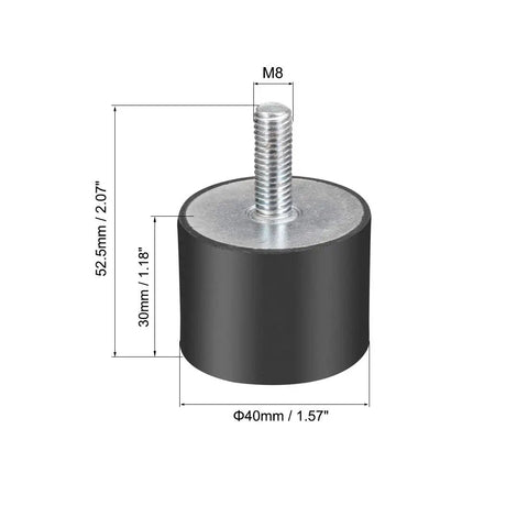 Top Shelf Rubber Vibration Mounts Keep Your Gear Running Smooth As Silk With This Heavy Duty Cylindrical Shock Absorber Featuring An M8 Thread Stud And 40X30 Build, showing a 40x30 mm rubber mount.