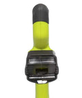 Lightweight Cordless String Trimmer And Edger With Slick Rotating Shaft For No Sweat Yard Work Compatible With 18 Volt Lithium Batteries Tool Only, close-up of handle.