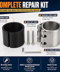 Rock Solid Heavy Duty Three Inch Pipe Repair Clamp And 304 Stainless Steel Leak Sealer For Burst Water Pipes Metal And Pvc Split Lines Straight Up No Drip Fix Patch complete repair kit with rubber liner and stainless steel clamp