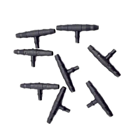 All In One Garden Hose Adapter Kit With 2000 Barb Tee Connectors For 3 To 5 Mm And 4 To 7 Mm Hoses Three Way Hose Splitters Irrigation Fittings For Watering Sprinklers Nozzles And Garden, black plastic tee connectors