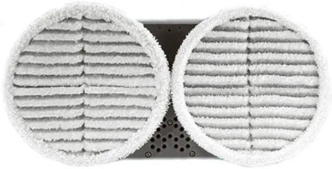 Top view of Spinwave Replacement Pads 4 Pack For Hard Floor Mops Includes Two Soft Pads And Two Scrubby Pads Machine Washable Compatible With Spinwave Mops 2124 2039 Series For Quick Easy Clean showing two scrubby pads