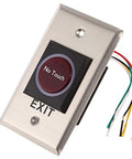 Infrared exit button for Four Door Security Access System With RFID Card Fob Keypad Reader featuring "No Touch" design and wiring.
